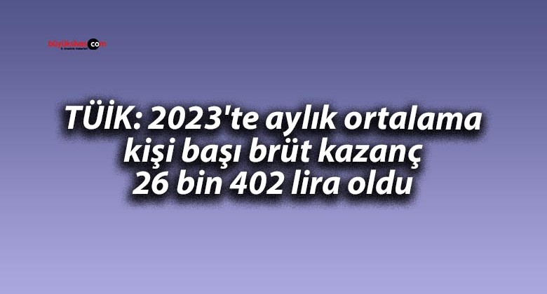 TÜİK: 2023’te aylık ortalama kişi başı brüt kazanç 26 bin 402 lira oldu