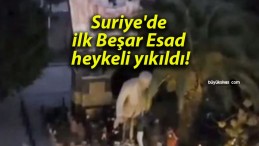 Suriye’de ilk Beşar Esad heykeli yıkıldı!