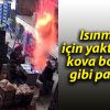 Isınmak için yaktıkları kova bomba gibi patladı