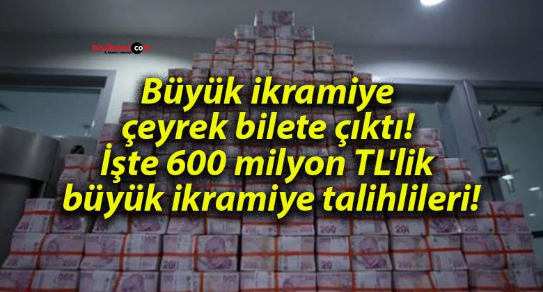 Büyük ikramiye çeyrek bilete çıktı! İşte 600 milyon TL’lik büyük ikramiye talihlileri!